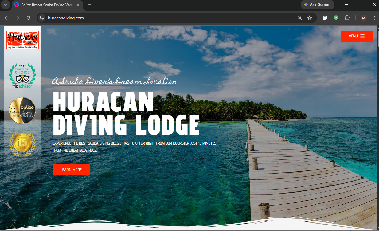 Huracan Diving Lodge website project