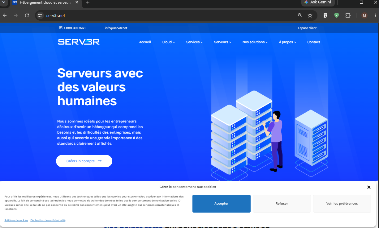 Serv3r web hosting website project